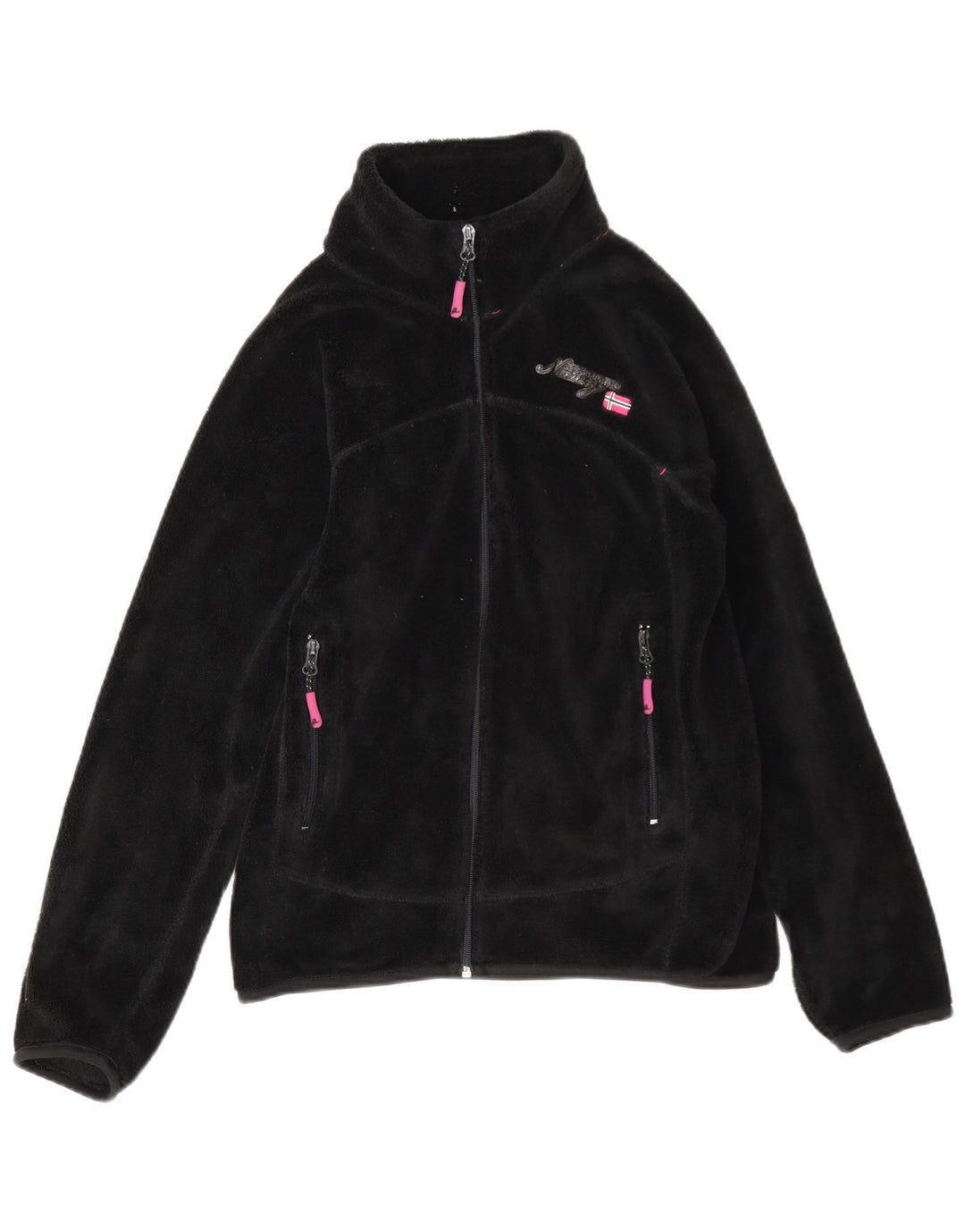 Giacca in pile da donna Geographical Norvegia UK 14 poliestere nero medio