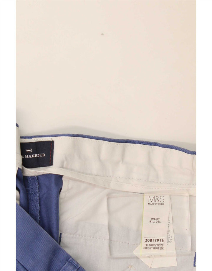Pantaloncini chino da uomo Marks & Spencer Blue Harbour W36 grande cotone blu