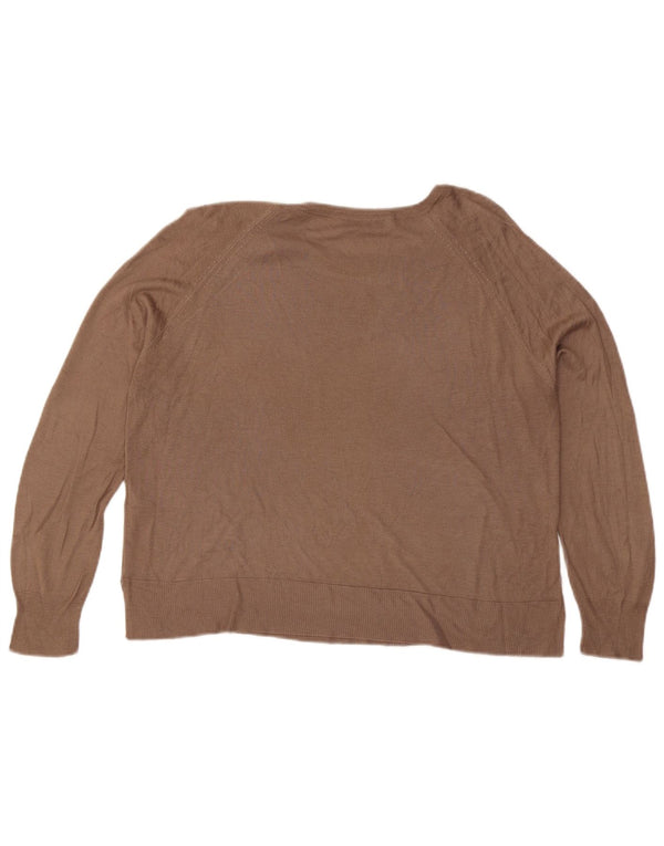 Maglione Zara da donna con scollo a barchetta UK 16 grande viscosa marrone