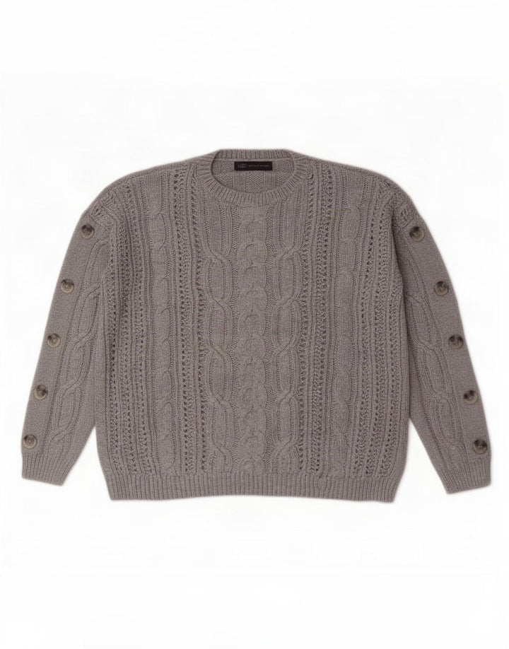 Maglione maglione girocollo oversize da donna Marks & Spencer UK 14 grande grigio