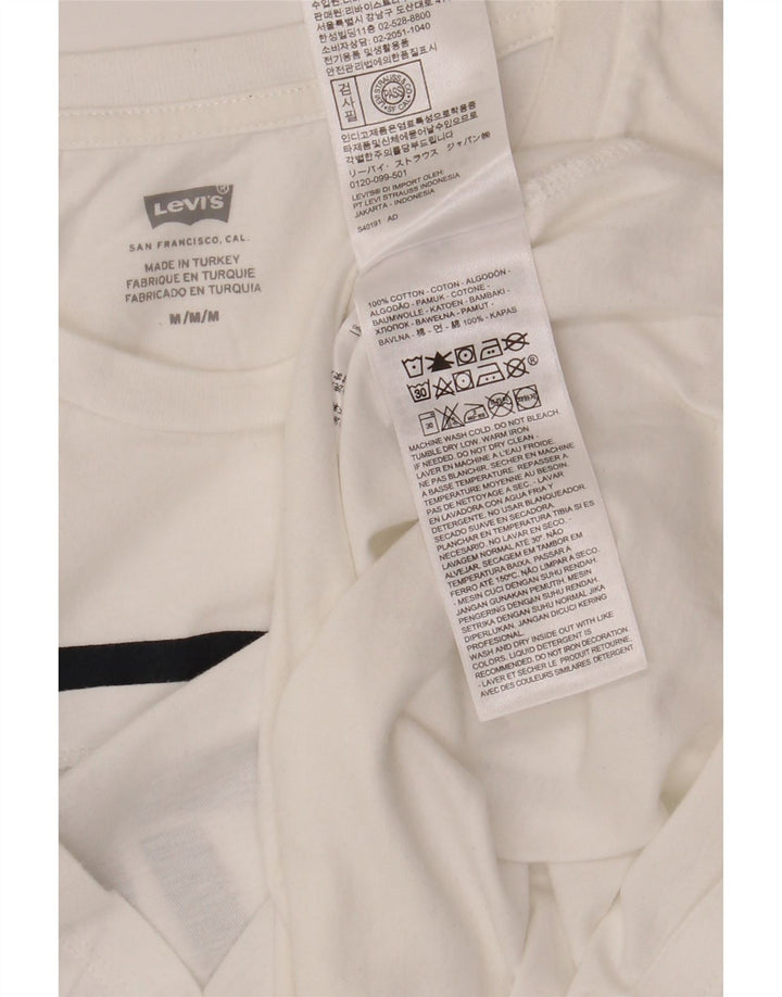 LEVI'S Womens Graphic T-Shirt Top UK 12 Medium White Cotton Vintage Levi's and Second-Hand Levi's from Messina Hembry 