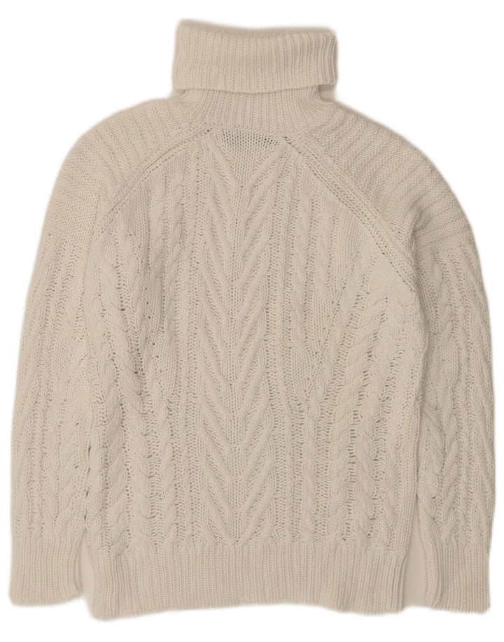 Maglione maglione collo alto da donna Zara UK 10 piccolo bianco