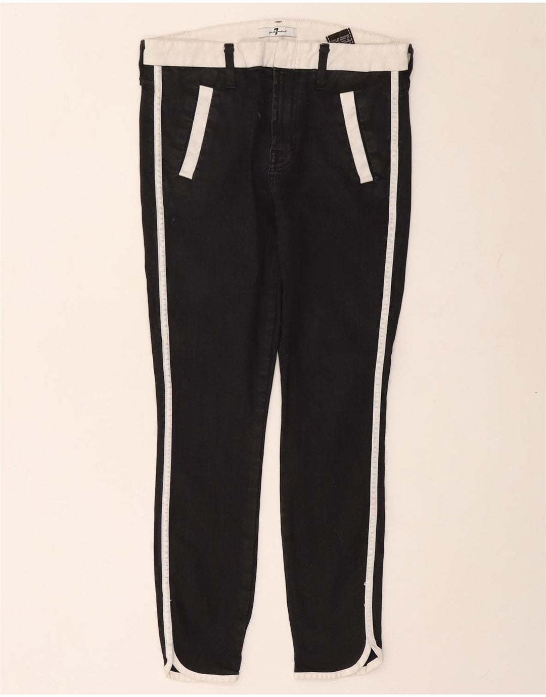 7 For All Mankind Jeans skinny corti da donna W27 L25 Cotone color block nero