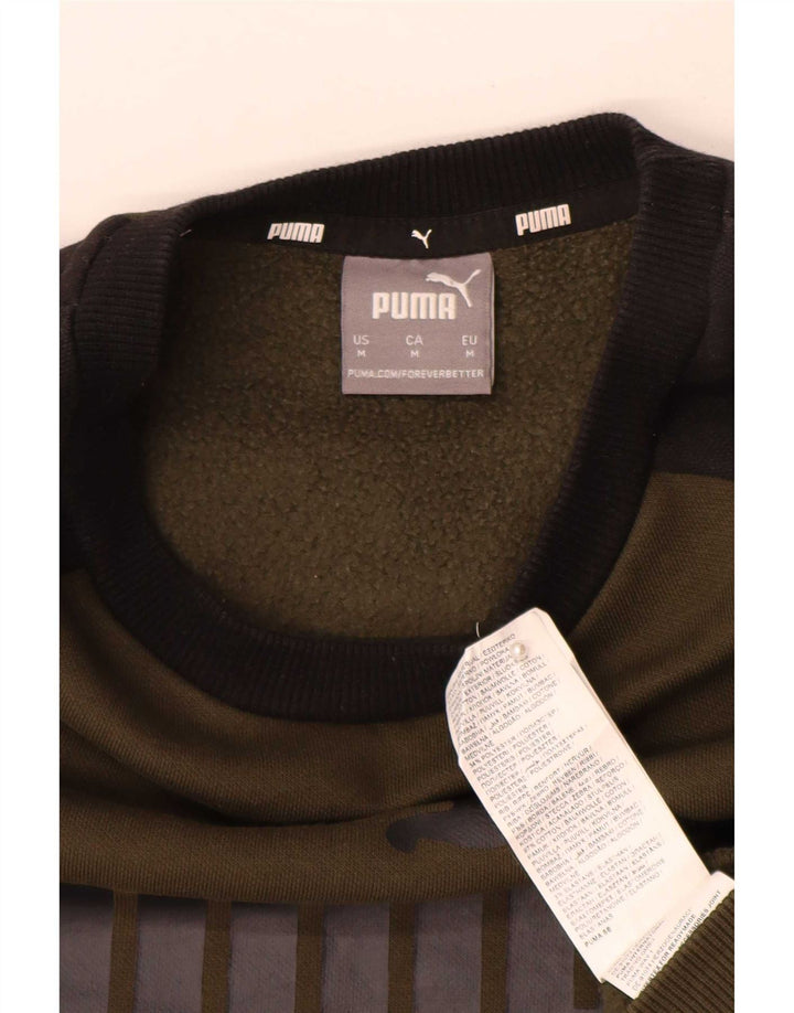 Felpa grafica da uomo Puma, maglione medio, color kaki, cotone color block