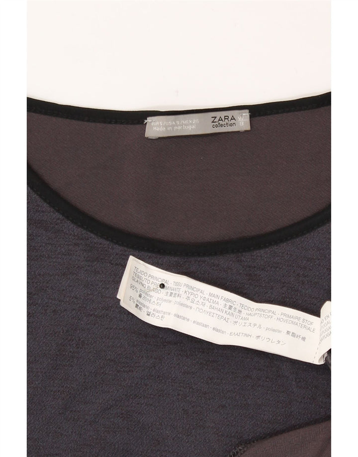 Top Zara da donna a maniche lunghe UK 10 Small grigio poliestere