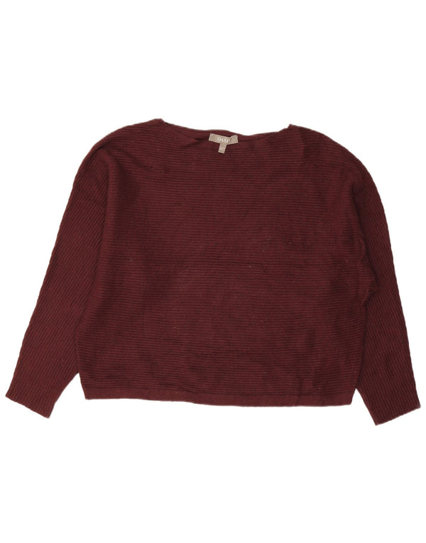 Maglione maglione con scollo a barca da donna Oasis UK 16 Grande viscosa bordeaux