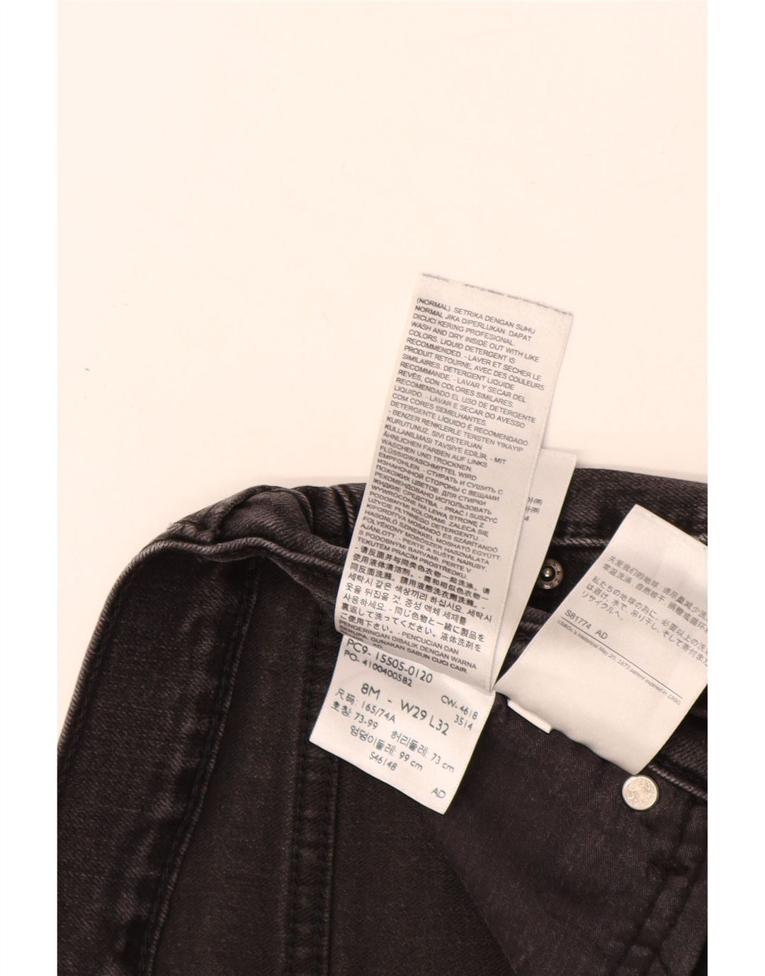 LEVI'S Jeans dritti da donna 505 US 8 medio W29 L30 cotone nero