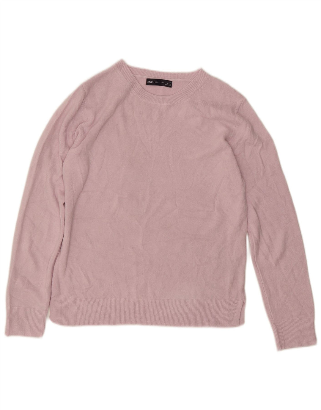 Maglione maglione girocollo da donna Marks & Spencer UK 12 Acrilico rosa medio