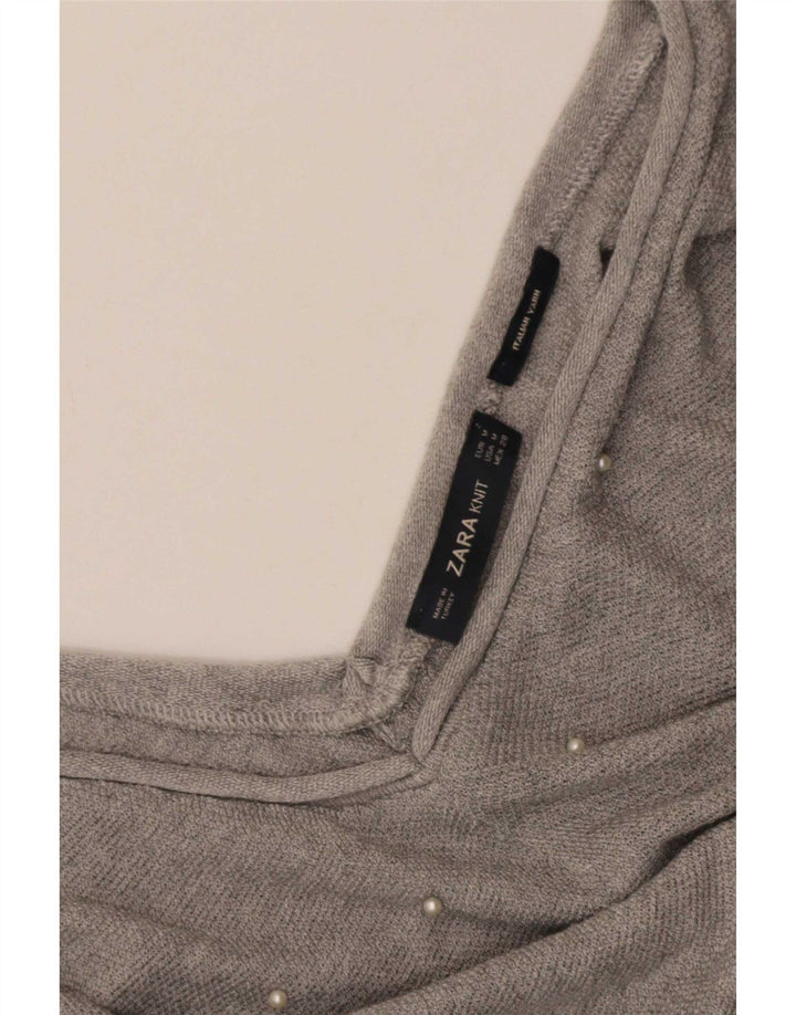 Maglione oversize con scollo a V da donna Zara UK 14 Grigio medio