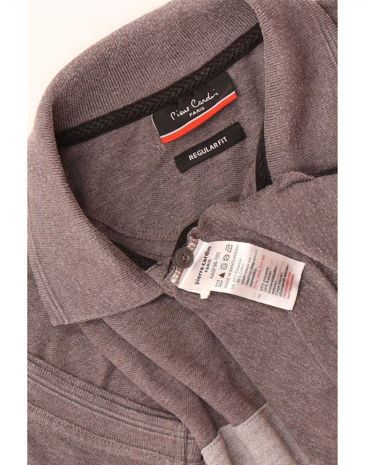 Polo da uomo dalla vestibilità regolare Pierre Cardin, piccola, in poliestere color block grigio