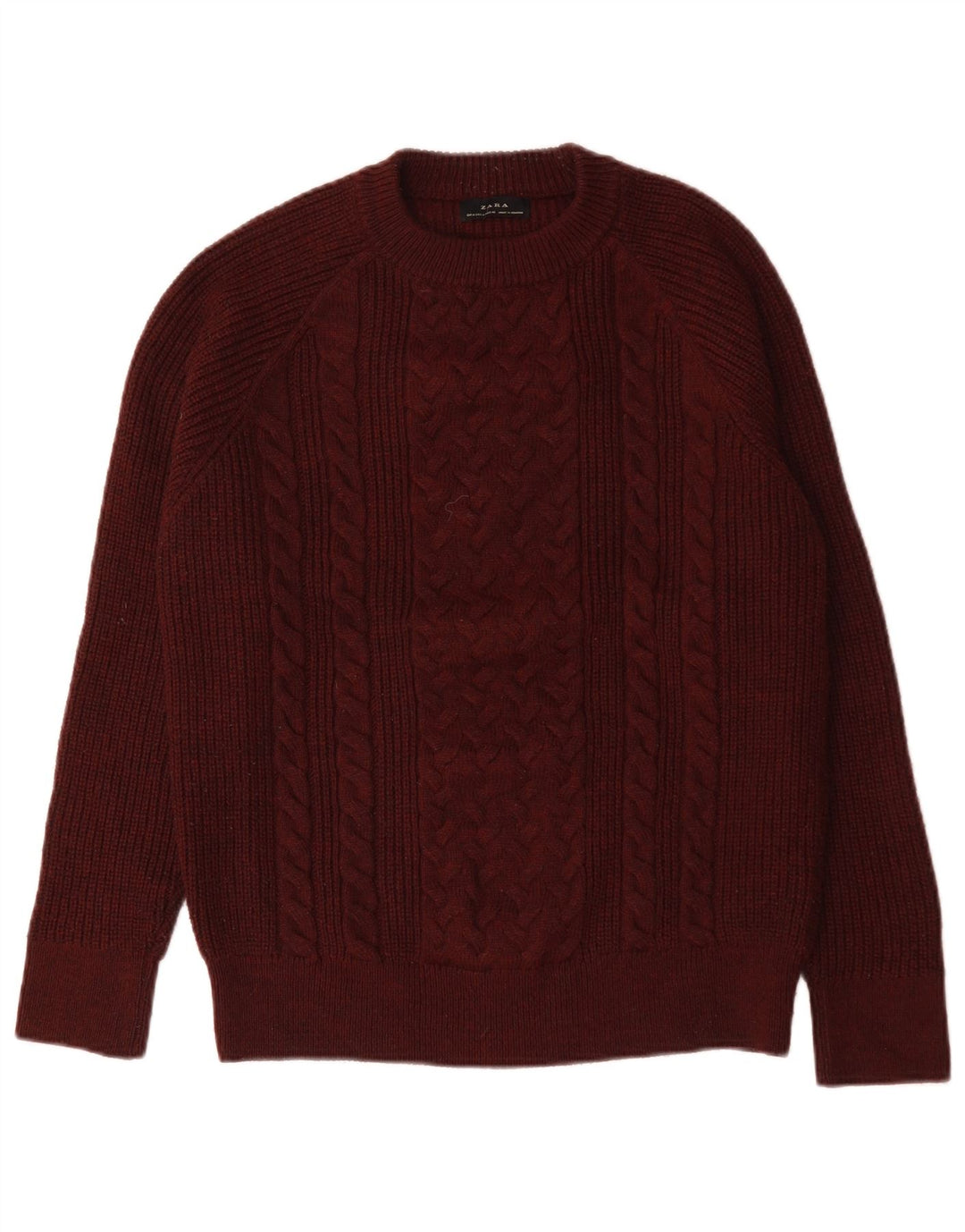 Maglione girocollo da uomo Zara in lana bordeaux medio
