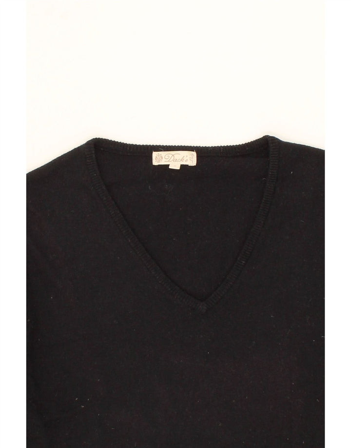 DACK'S Womens V-Neck Jumper Sweater UK 10 Small Black Wool Vintage Dack's and Second-Hand Dack's from Messina Hembry 