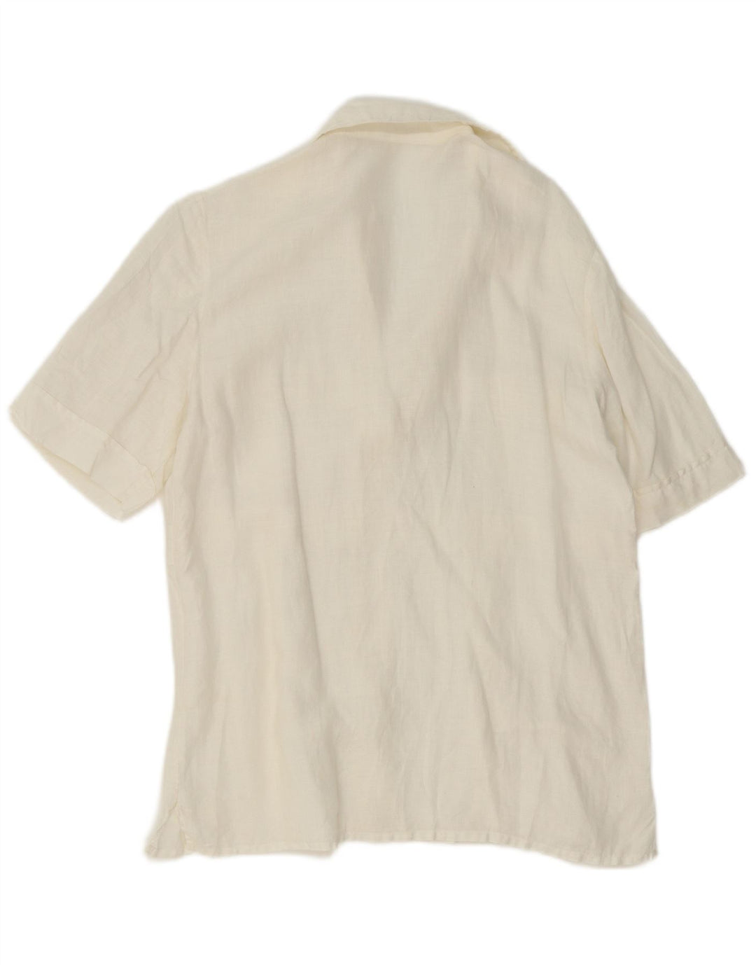 Camicia pullover a maniche corte da donna vintage IT 44 Lino bianco medio