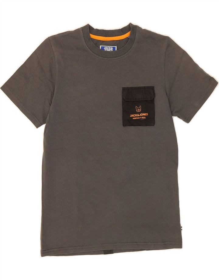 JACK & JONES Boys T-Shirt Top 15-16 Years Grey Cotton Vintage Jack & Jones and Second-Hand Jack & Jones from Messina Hembry 