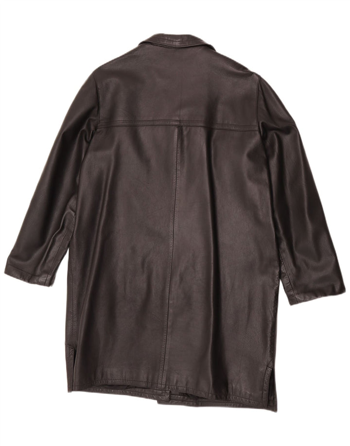 Cappotto in pelle vintage da donna UK 14 medio nero