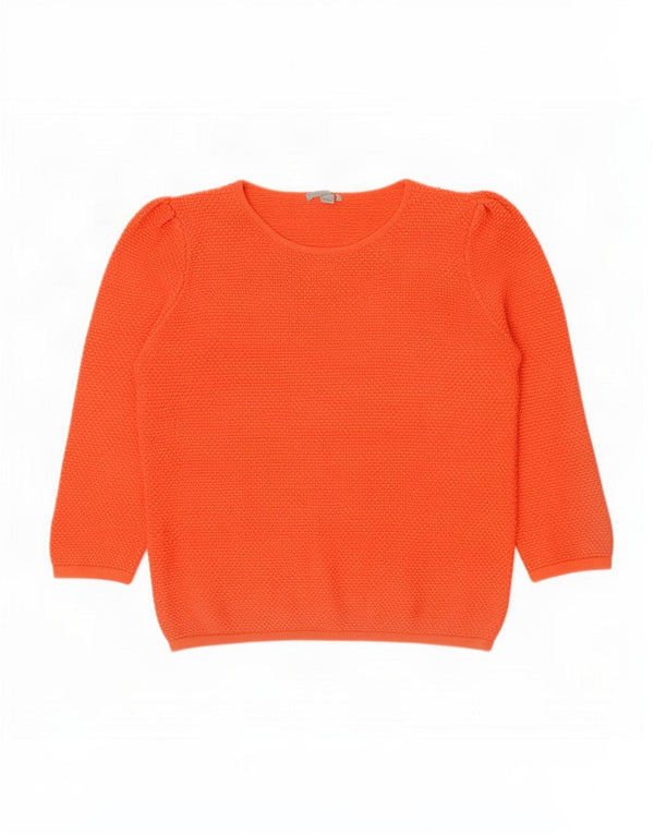 Maglione da donna con scollo a barca con maniche a 3/4 Cos UK 16 grande cotone arancione