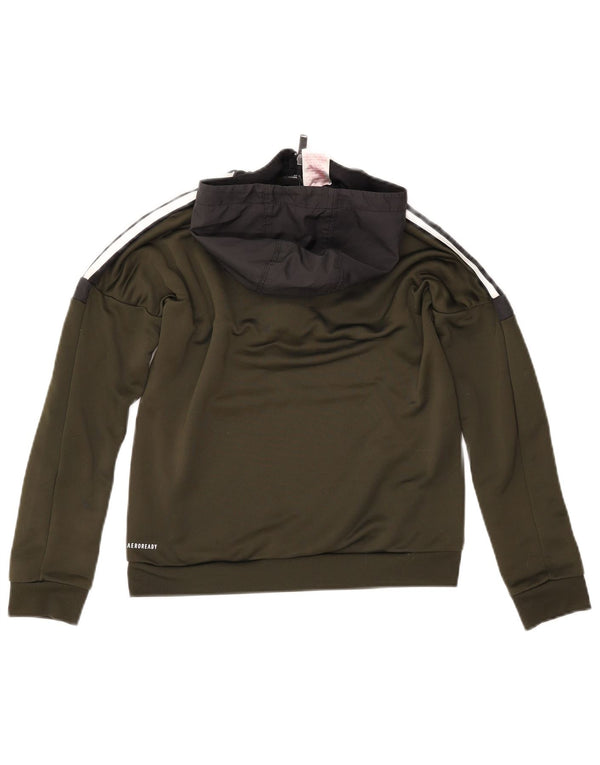Maglione con cappuccio e zip ADIDAS da bambino Aeroready 11-12 anni in poliestere verde