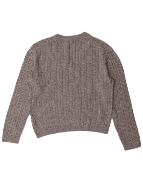 TOMMY HILFIGER Womens V-Neck Jumper Sweater UK 12 Medium Grey Nylon