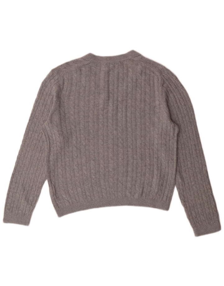 TOMMY HILFIGER Maglione da donna con scollo a V UK 12 Nylon grigio medio