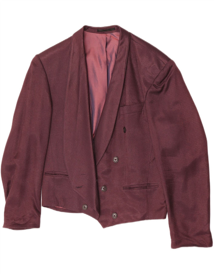 Giacca blazer doppiopetto vintage da donna IT 48 XL viscosa bordeaux