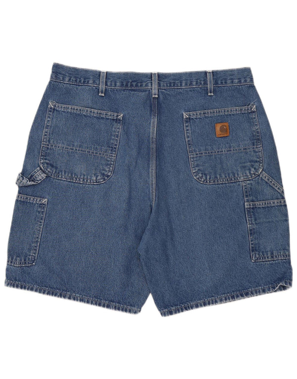 Pantaloncini di jeans cargo da uomo CARHARTT W38 XL in cotone blu