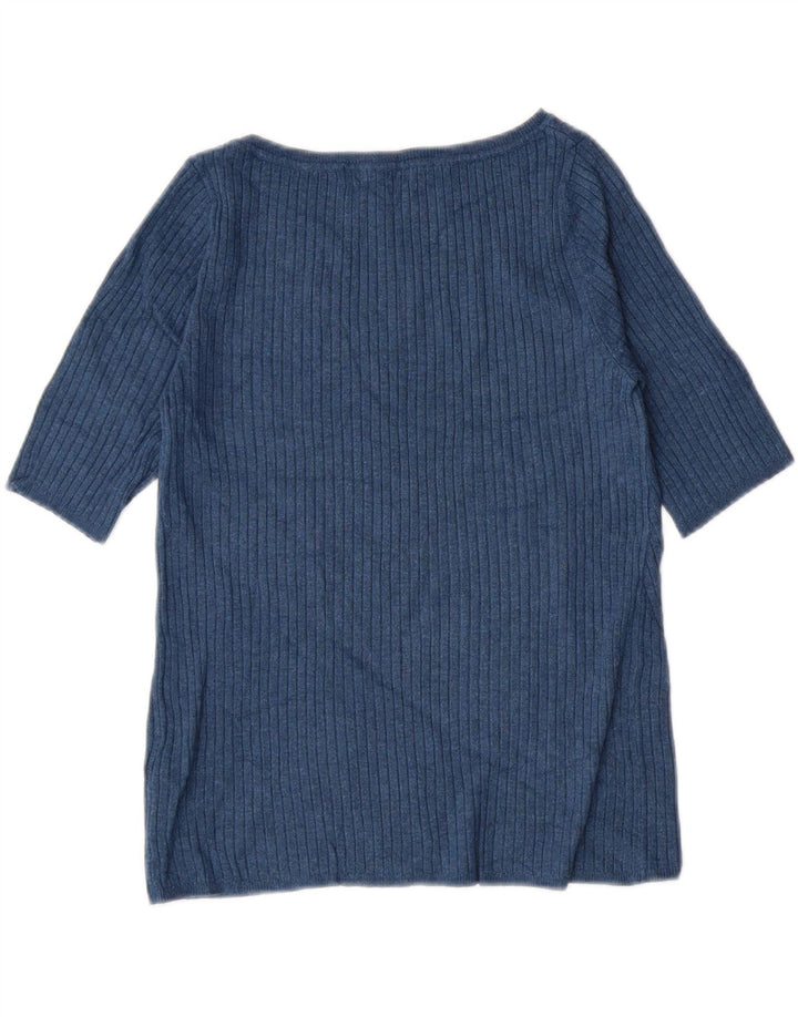 MARKS & SPENCER Womens Boat Neck Jumper Sweater UK 12 Medium  Navy Blue Vintage Marks & Spencer and Second-Hand Marks & Spencer from Messina Hembry 