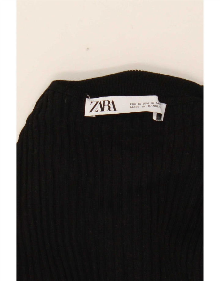 Top corto da donna Zara a maniche lunghe UK 8 piccolo in viscosa nera