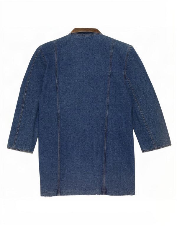 Cappotto in denim oversize western da donna vintage US 3 XS in cotone color block blu