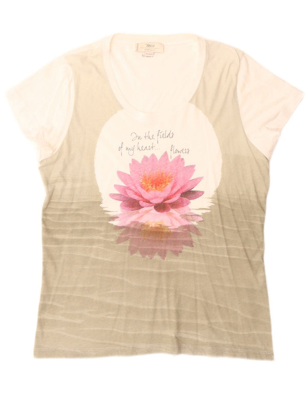 T-shirt grafica da donna Marlboro Classics UK 18 XL cotone floreale bianco