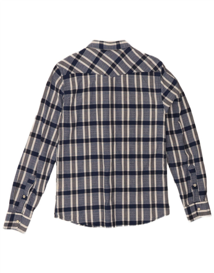 LEE Mens Slim Fit Shirt Small Navy Blue Check Cotton