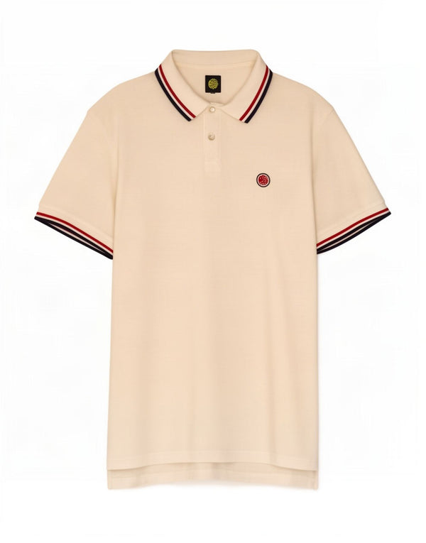 Polo da uomo Pretty Green, cotone a righe grandi bianche