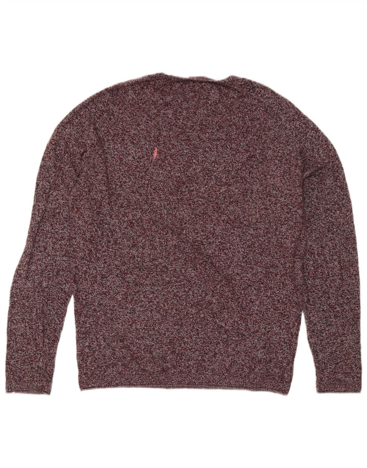 Maglione maglione girocollo da uomo Zara in cotone screziato bordeaux medio