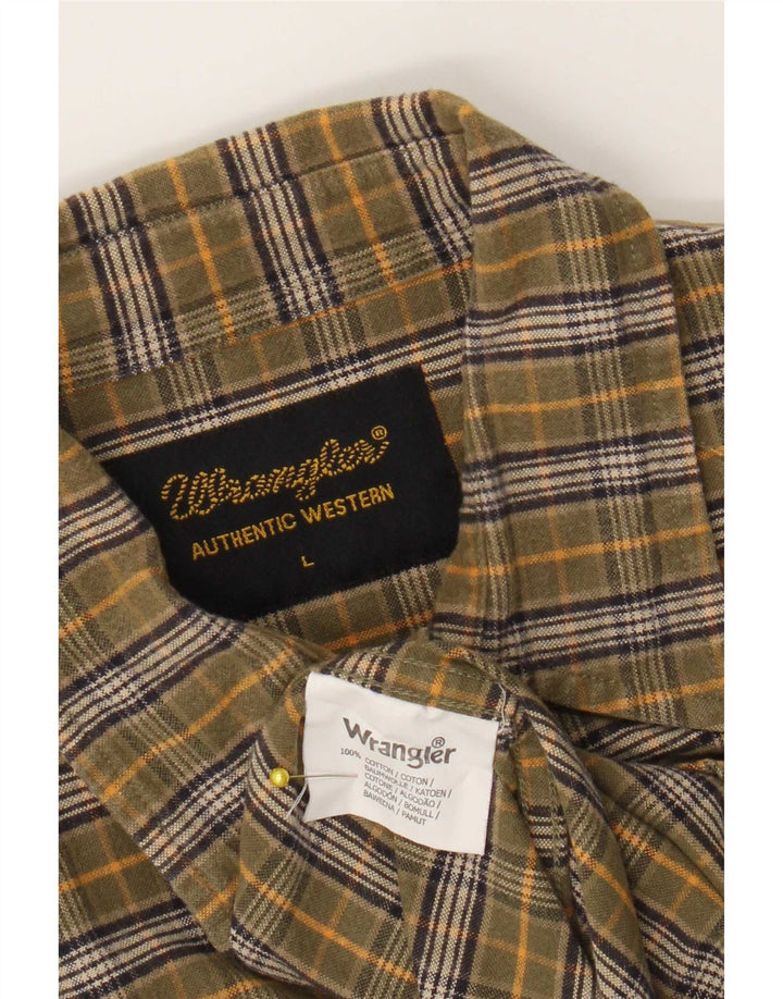 Camicia da uomo in flanella Wrangler, cotone a quadri kaki grande