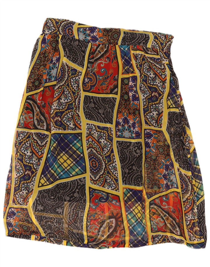 Gonna a trapezio da donna vintage W38 XL Patchwork multicolore