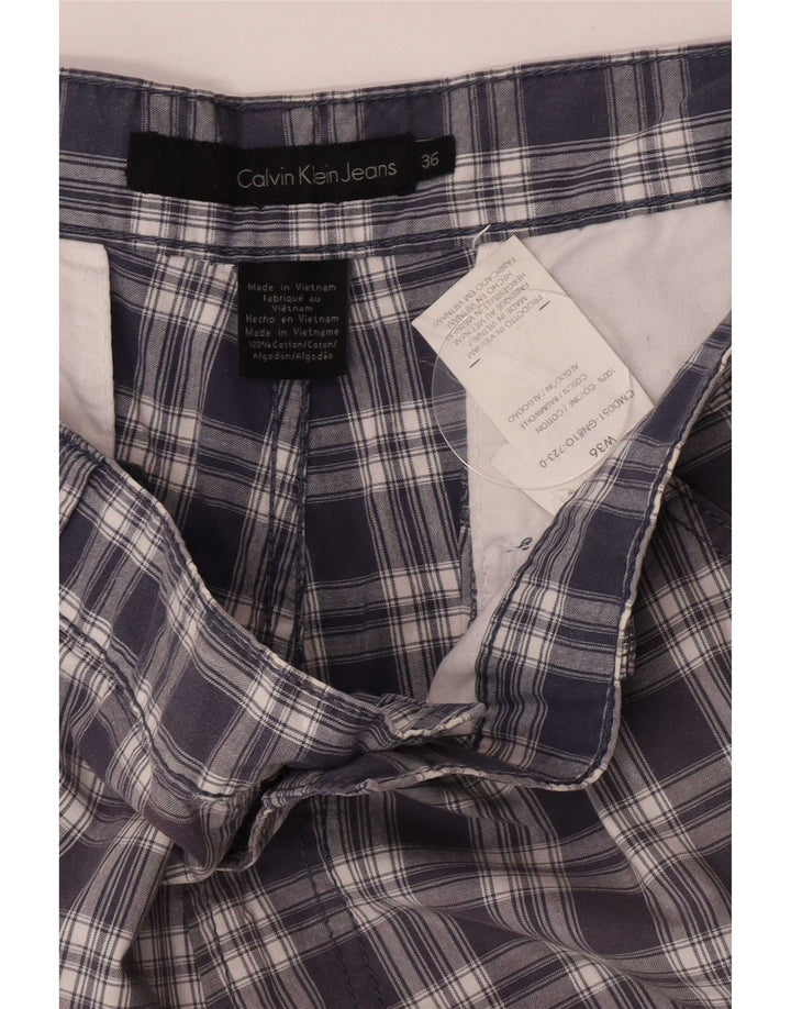 Pantaloncini cargo da uomo Calvin Klein W36 Large blu navy a quadri in cotone