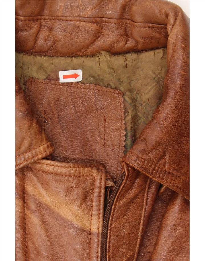 VINTAGE Womens Leather Coat UK 16 Large Brown Vintage Vintage and Second-Hand Vintage from Messina Hembry 