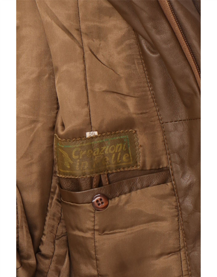 Giacca in pelle militare vintage da uomo UK 42 XL in pelle kaki