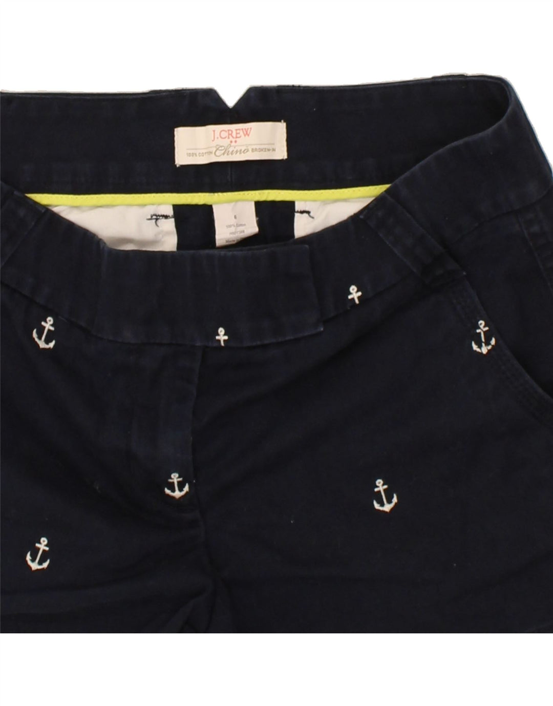 J. CREW Womens Graphic Chino Shorts US 6 Medium W30  Navy Blue Cotton Vintage J. Crew and Second-Hand J. Crew from Messina Hembry 