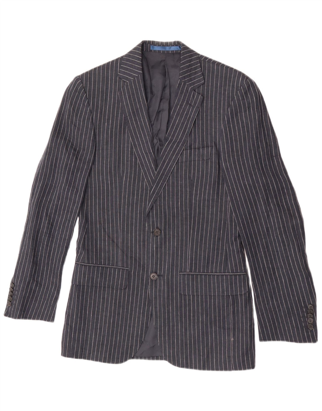 Giacca blazer a 2 bottoni da uomo Marks & Spencer UK 34 XS gessato blu navy