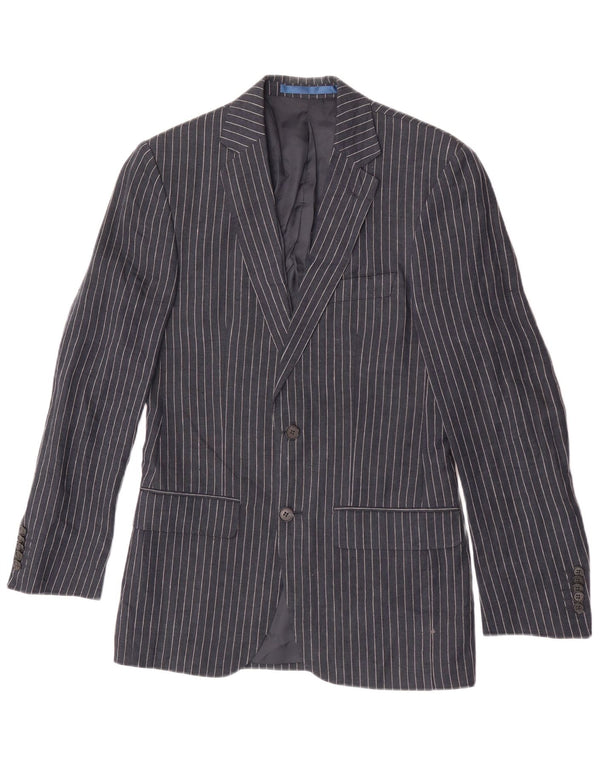 Giacca blazer a 2 bottoni da uomo Marks & Spencer UK 34 XS gessato blu navy