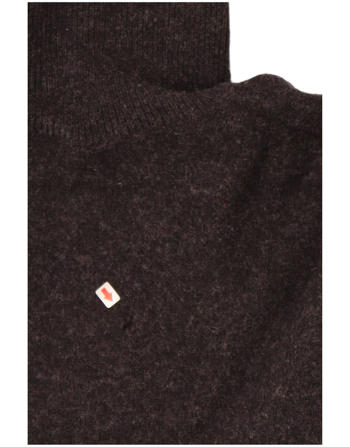 QUILL'S WOOLEN MARKET Maglione da uomo a collo alto in lana d'agnello grande grigia
