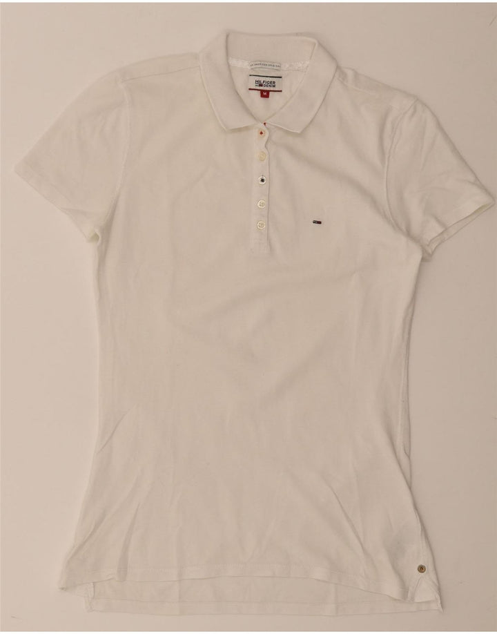 Polo da donna Tommy Hilfiger UK 12 cotone bianco medio