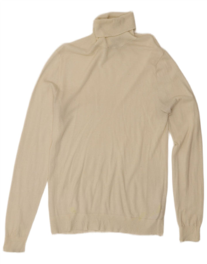 MASSIMO DUTTI Maglione maglione a collo alto da donna UK 12 Medio Bianco