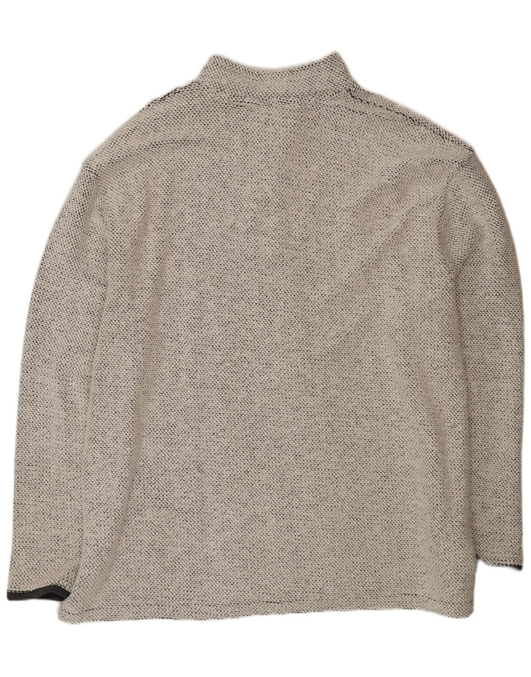 Felpa da uomo con zip e collo con zip Weird Fish, cotone chiazzato bianco sporco medio