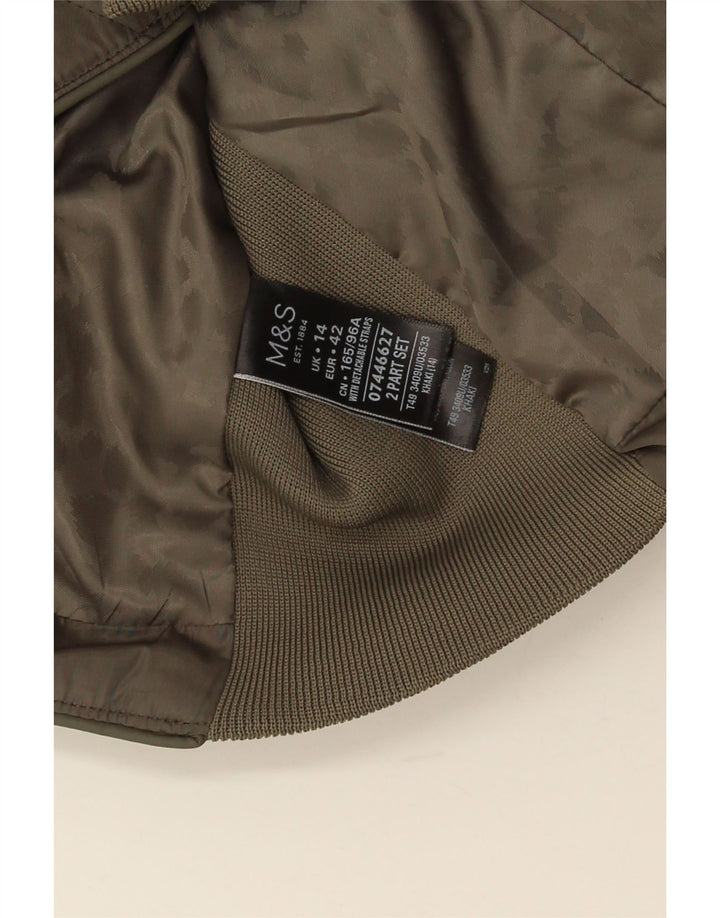 Giacca trapuntata da donna Marks & Spencer UK 14 grande poliestere kaki