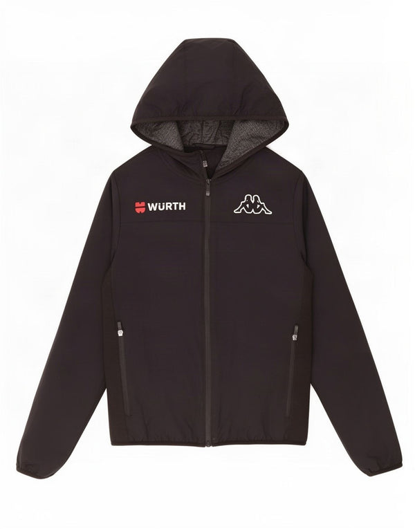 Giacca a vento grafica con cappuccio da uomo Kappa UK 36 Small nera in poliammide