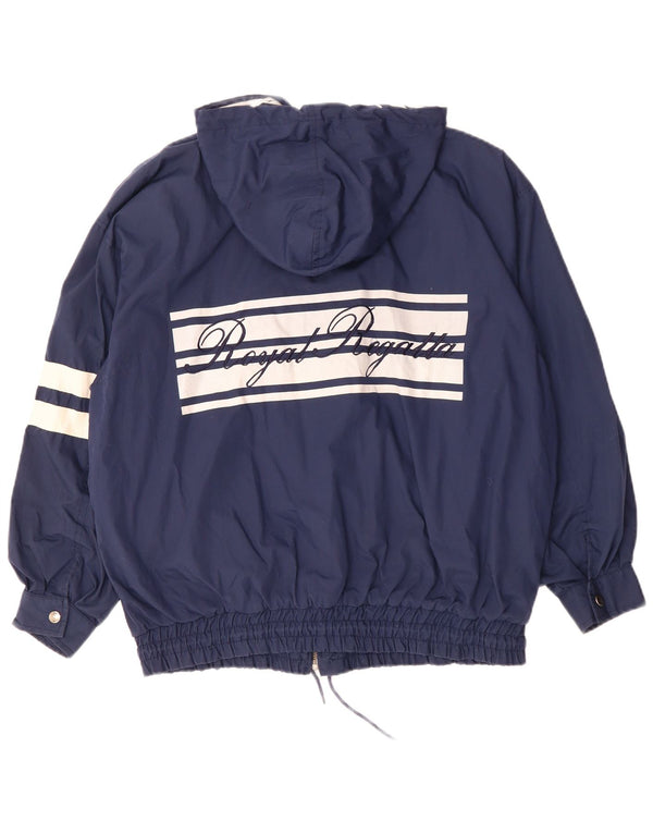 Giacca a vento grafica vintage da uomo UK 42 XL Blu navy color block