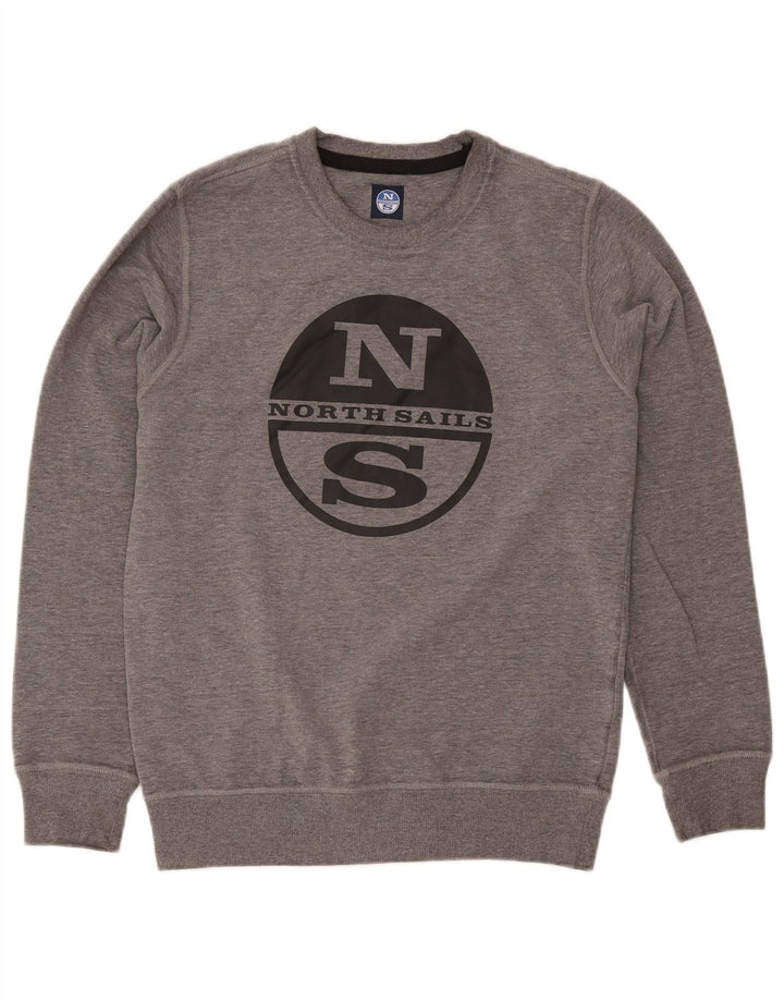 Felpa con grafica da uomo North Sails Maglione piccolo in cotone chiazzato grigio