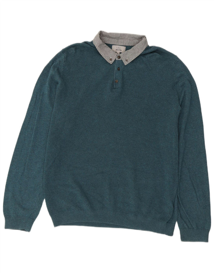 Maglione maglione collo alto da uomo Marks & Spencer XL cotone blu