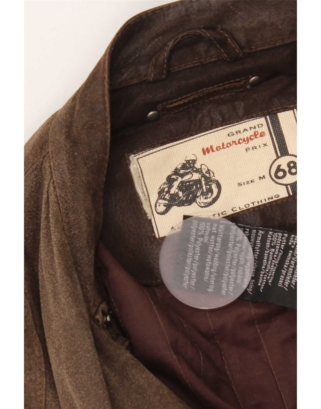 Giacca utilitaria in pelle da motociclista vintage da uomo UK 38 Marrone medio